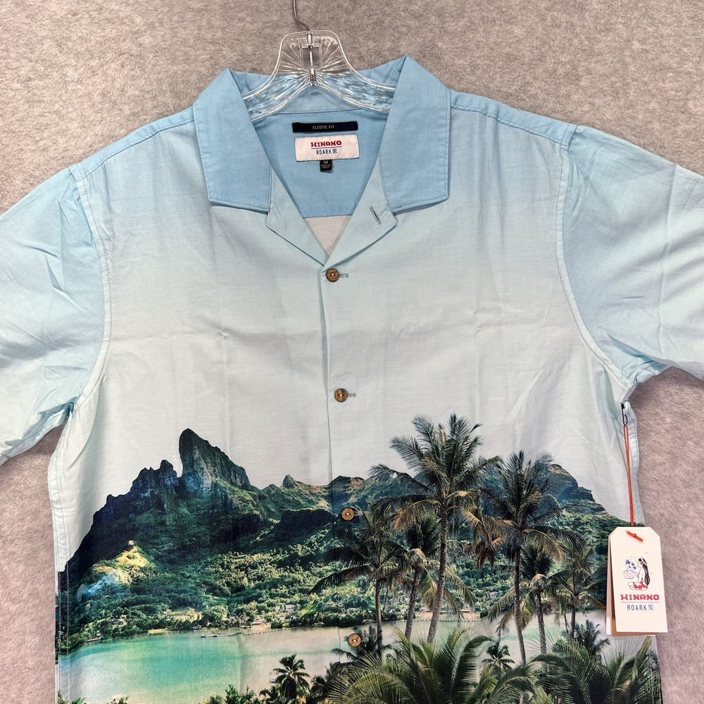 Roark Shirt Mens M Blue Hinano Gonzo Otemanu Hawaiian Button Up Short Sleeve